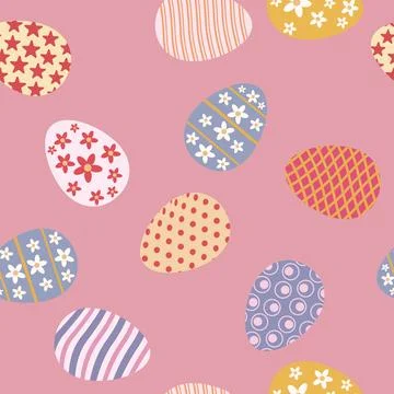 Easter seamless pattern, eggs festive spring background イラスト素材