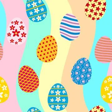Easter seamless pattern, eggs festive spring background 스톡 일러스트