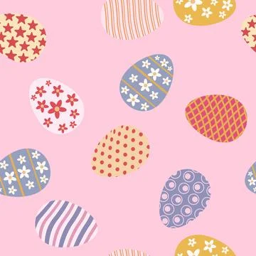 Easter seamless pattern, eggs festive spring background Stock Illustration