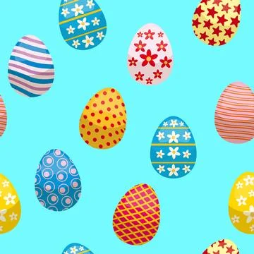Easter seamless pattern, eggs festive spring background Stock Illustration