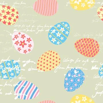 Easter seamless pattern, eggs festive spring background Stock Illustration