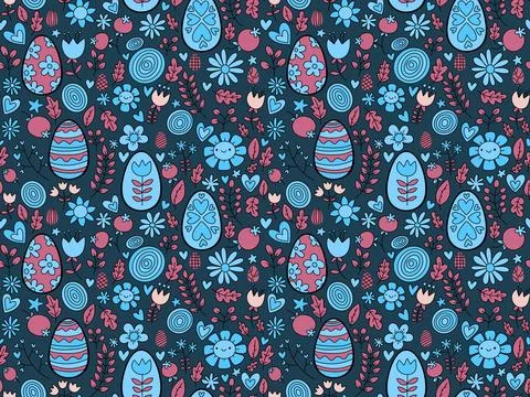 Easter seamless pattern with eggs for wallpaper and fabrics and textiles Stock Illustration