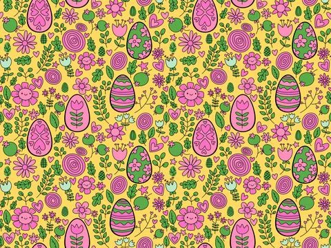 Easter seamless pattern with eggs for wallpaper and fabrics and textiles イラスト素材
