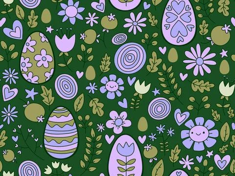 Easter seamless pattern with eggs for wallpaper and fabrics and textiles Stockfoto's