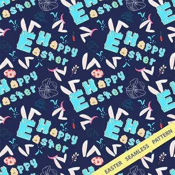 Easter seamless pattern flat illustration in the style of childrens doodle Be Stock Illustration