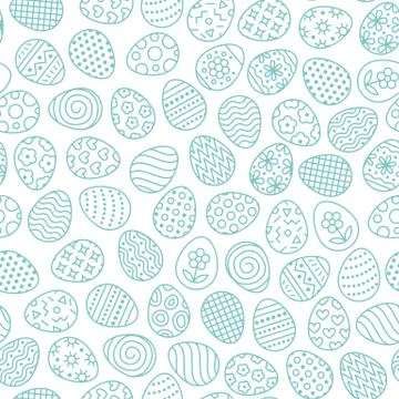 Easter seamless pattern with flat line icons of painted eggs. Egg hunt vector Illustrazione stock