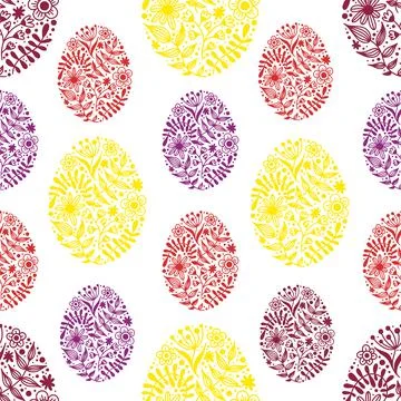 Easter seamless pattern floral eggs Stock Illustration
