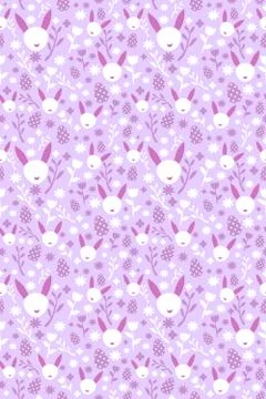 Easter seamless pattern with flowers and rabbits Stock Illustration