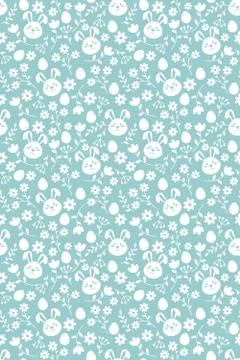 Easter seamless pattern with flowers and rabbits イラスト素材