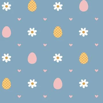 Easter seamless pattern with flowers and eggs Stock Illustration