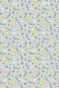 Easter seamless pattern with flowers and eggs 스톡 일러스트