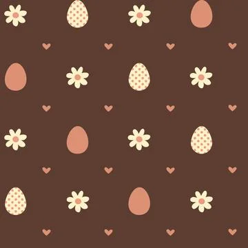 Easter seamless pattern with flowers and eggs Stock Illustration