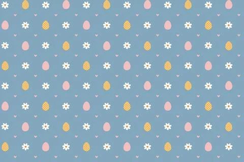Easter seamless pattern with flowers and eggs Stock Illustration