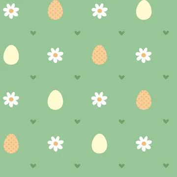 Easter seamless pattern with flowers and eggs Stock Illustration