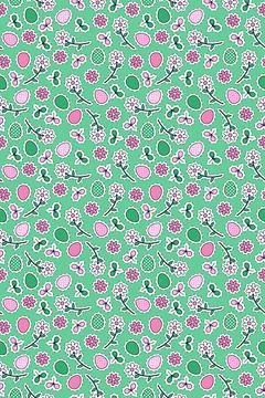 Easter seamless pattern with flowers and eggs Stock Illustration
