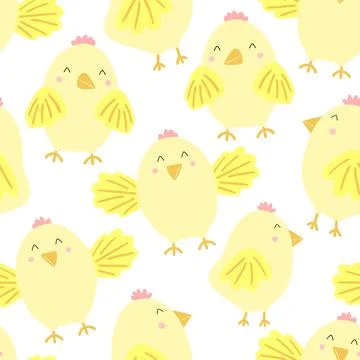 Easter seamless pattern of funny chicks on a transparent background. Vector h Stock Illustration