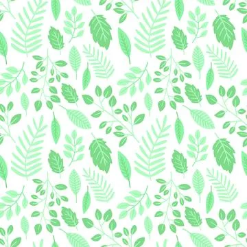 Easter seamless pattern of green leaves on a transparent background. Vector h Illustrazione stock