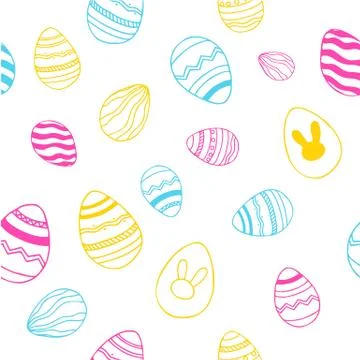 Easter seamless pattern. Hand drawn eggs. Illustrazione stock