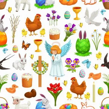 Easter seamless pattern, holiday background Stock Illustration