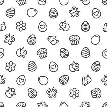 Easter Seamless Pattern with Icons Stock Illustration