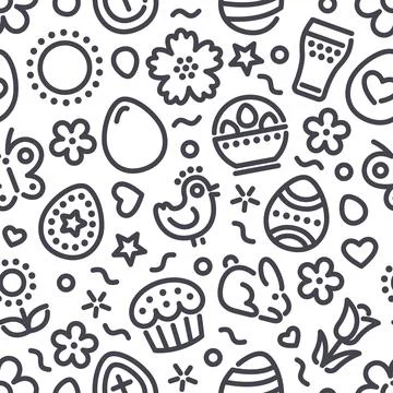 Easter Seamless Pattern with Icons Stock Illustration
