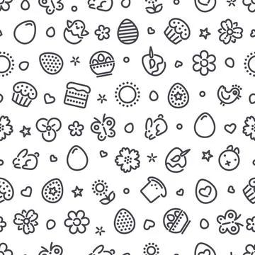 Easter Seamless Pattern with Icons Stock Illustration
