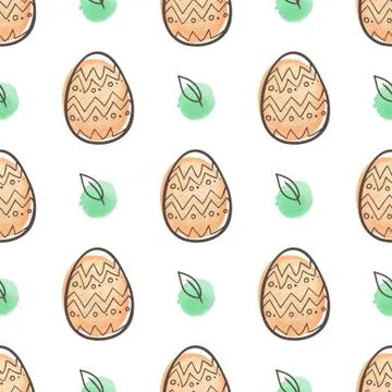 Easter seamless pattern with orange eggs Stock Illustration
