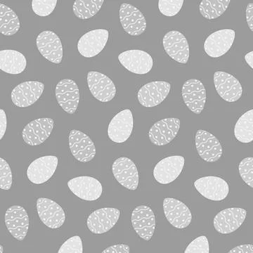 Easter seamless pattern with patterned Easter eggs in grayscale. Happy Easter Stock Illustration