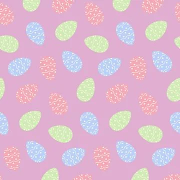 Easter seamless pattern with patterned Easter eggs in trendy soft hues. Happy イラスト素材