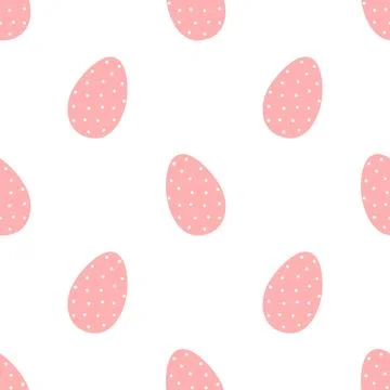 Easter seamless pattern of pink eggs in polka-dot on a transparent background イラスト素材