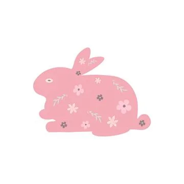 Easter Seamless Pattern Rabbit with Flower Background. Vector illustration .. 스톡 일러스트
