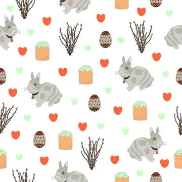 Easter seamless pattern with rabbit Illustrazione stock