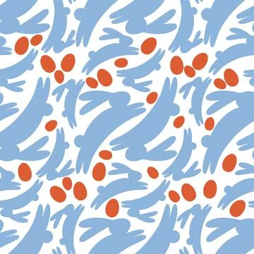 Easter seamless pattern with rabbits and eggs イラスト素材