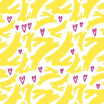 Easter seamless pattern with rabbits and hearts イラスト素材