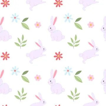 Easter seamless pattern with rabbits Stock Illustration