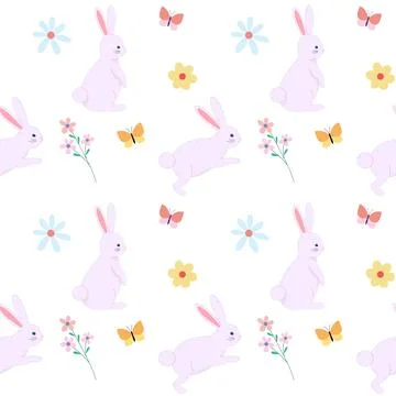 Easter seamless pattern with rabbits Stock Illustration