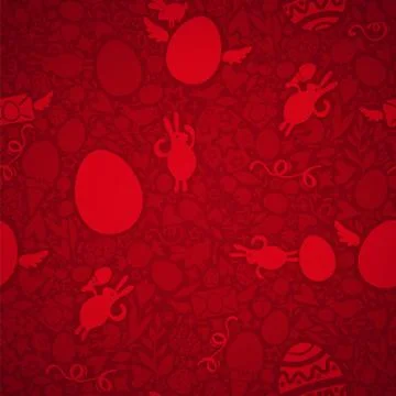 Easter seamless pattern in red colors Stock Illustration