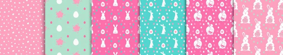 Easter seamless pattern ser. Pink turquoise colorful Easter egg vector Stock Illustration