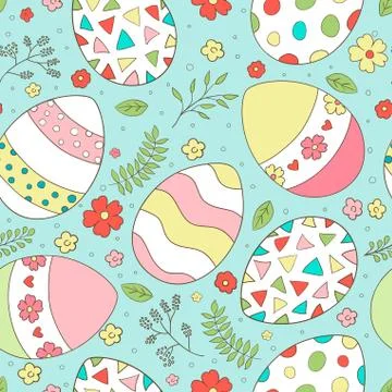 Easter seamless pattern with spring flowers 스톡 일러스트