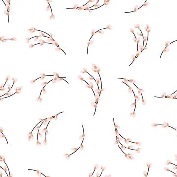 Easter seamless pattern with willow twigs Stock Illustration