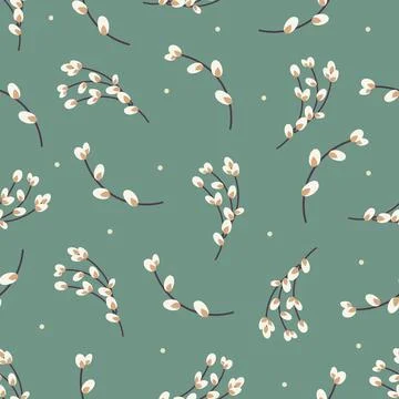Easter seamless pattern with willow twigs Illustrazione stock
