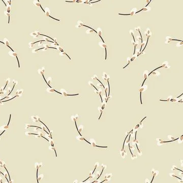 Easter seamless pattern with willow twigs. Stock Illustration