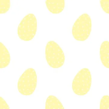 Easter seamless pattern of yellow eggs in polka-dot on a transparent backgrou Stock Illustration
