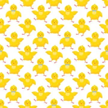 Easter seamless pattern.Cute little chicks.Easter holiday decorative backgrou Stock Illustration