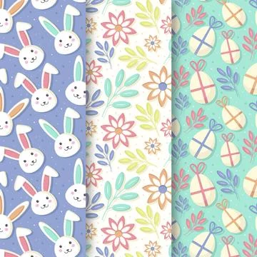 Easter seamless pattern?hand drawn wrapped eggs Stock Illustration