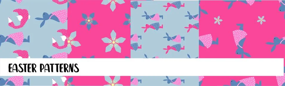 EASTER SEAMLESS PATTERNS. set of abstract vector paper with decorative flower 库存插图