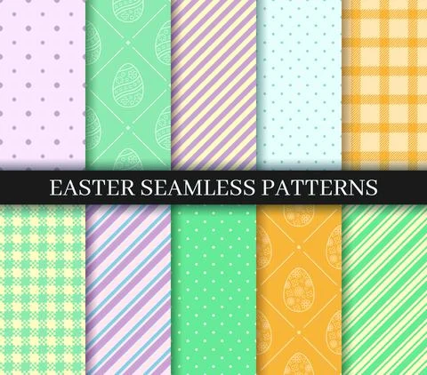 Easter seamless Patterns set. Endless texture for web page, picnic tablecloth Illustrazione stock