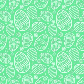 Easter seamless Patterns set in pastel green color. Eggs with ornament patter Illustrazione stock