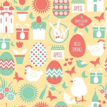 Easter seamless print surface pattern in colors Stock Illustration