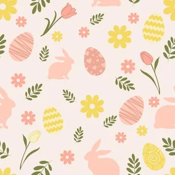 Easter seamless texture, pattern, chicken eggs with graphic pattern of flowers Illustrazione stock
